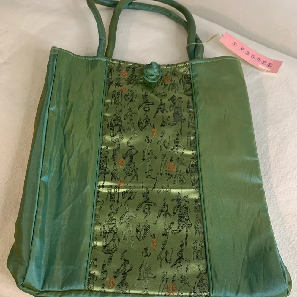 Japanese Kimono HandBag, Silk Purse Womens Brand New Geisha Green Tote - Picture 13 of 14